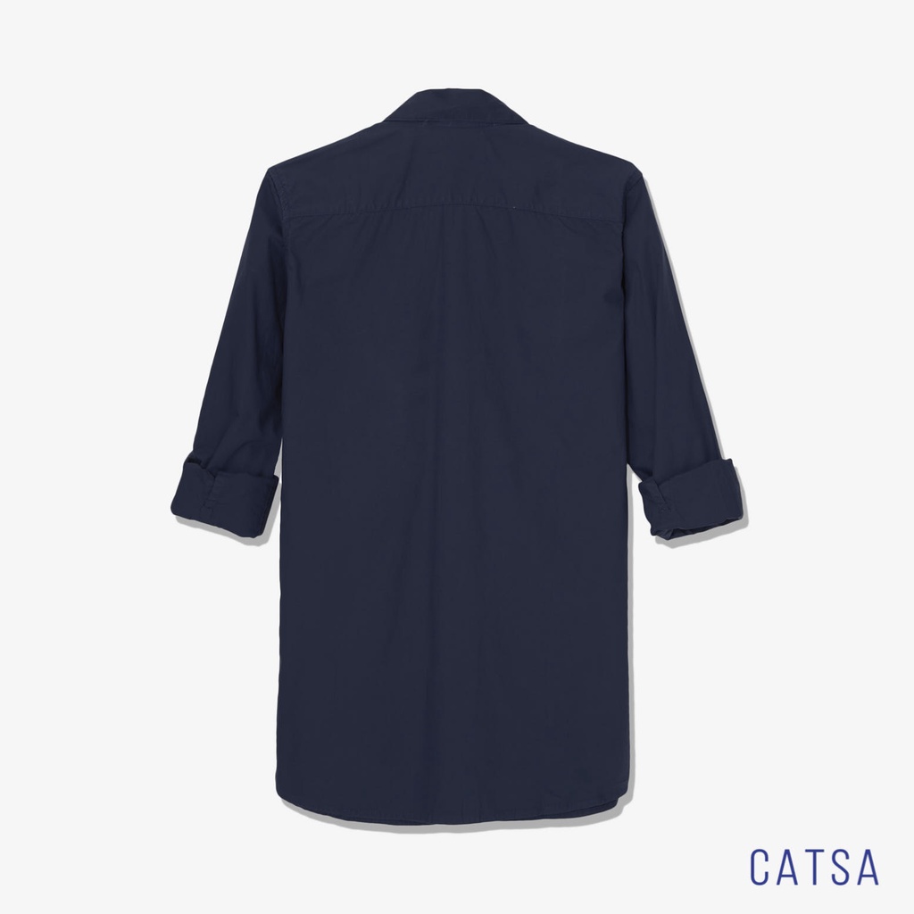 Áo sơ mi nam công sở xanh đen chất liệu vải mềm mịn, thoáng mát, chống nhăn CATSA ASD018