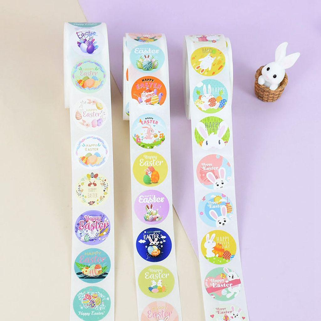 Set 500 Nhãn Dán Trang Trí Hộp Quà Họa Tiết Thỏ / Trứng Phục Sinh Sáng Tạo