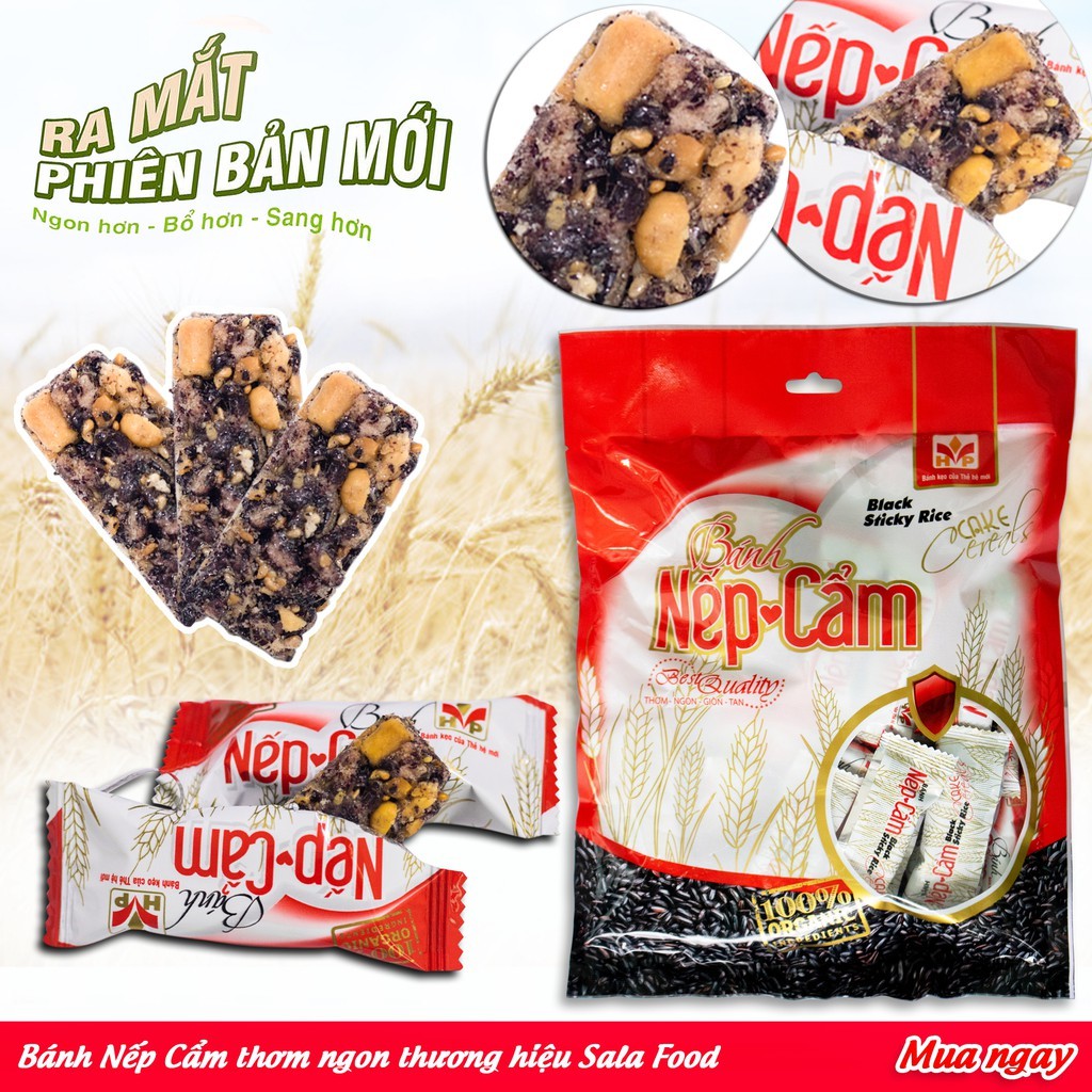 Bánh nếp cẩm đậu phộng gói 220g hsd: 12/2022