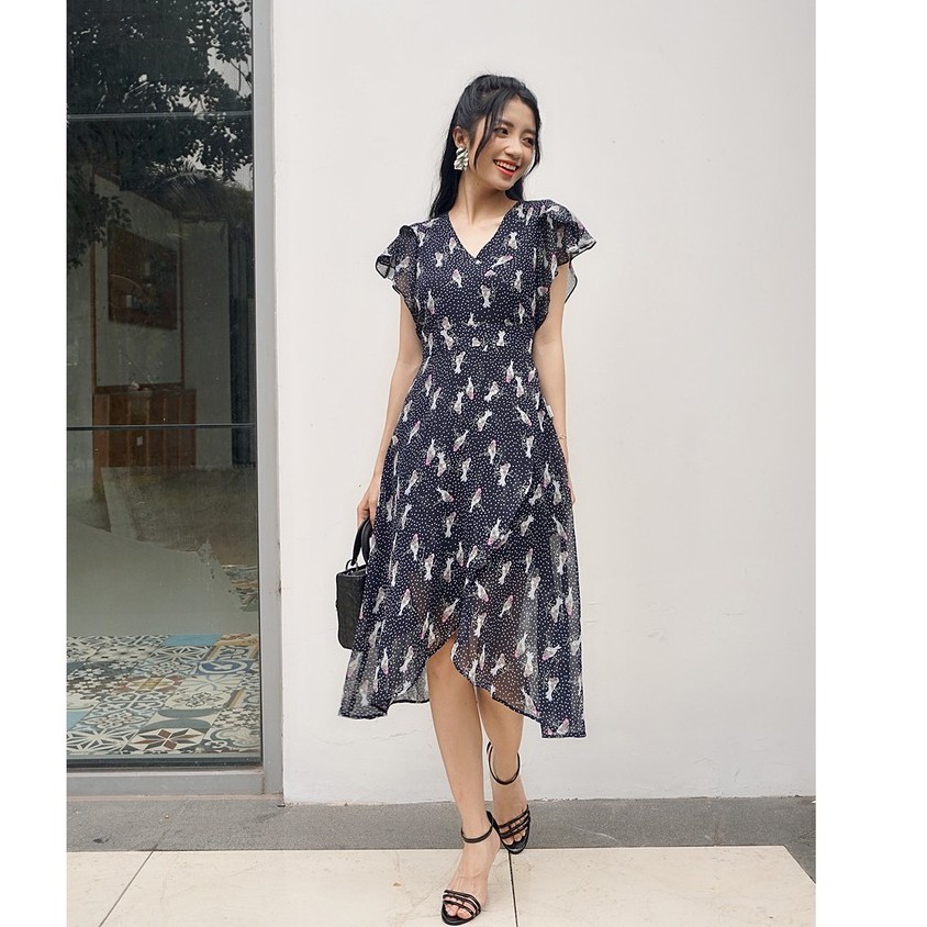 Đầm ôm vạt chồng tay xòe 20 AGAIN DOW1068 | BigBuy360 - bigbuy360.vn