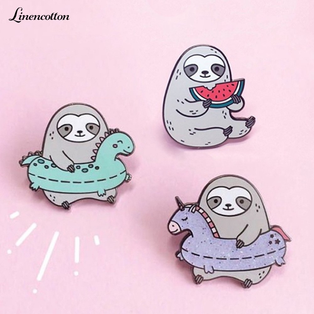 Sloth Eating Watermelon Enamel Lapel Badge Brooch Pin