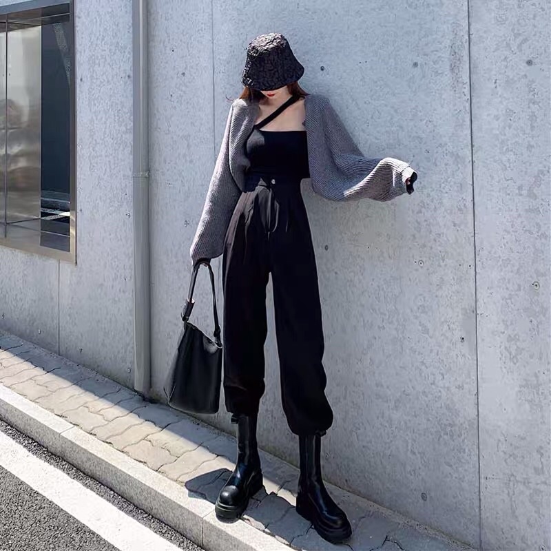 Set áo khoác len croptop nhiều màu + áo 2 dây Ulzzang siêu chất ❤️