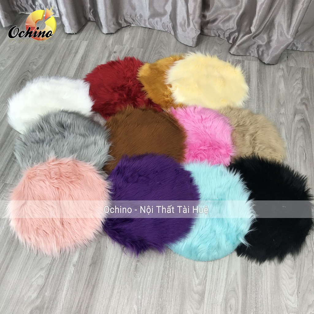Thảm lông tròn Để Kệ Lồng chim mini Trang Trí và chụp hình lông dày mịn nhiều màu sẵn đủ size 12cm, 20cm, 30cm, 38cm