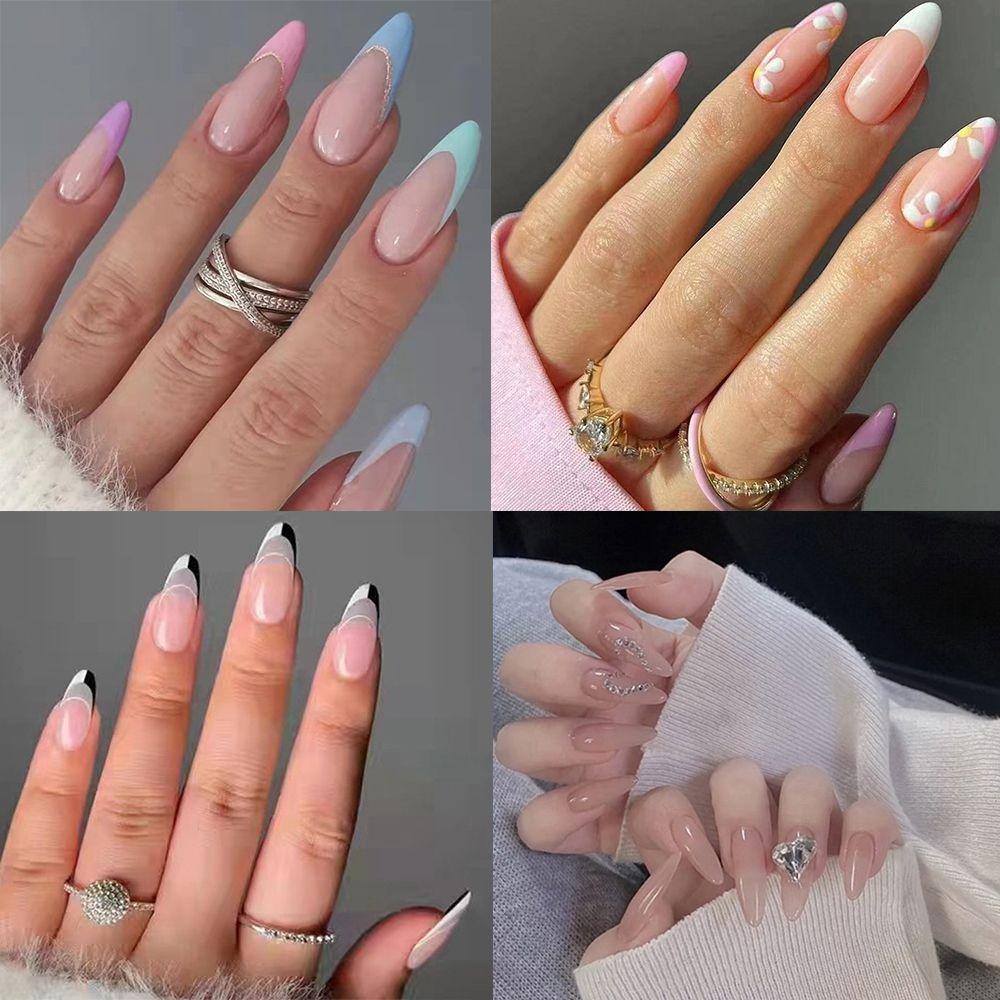 MIHAN1 Set 24 Móng Tay Giả Có Thể Tháo Rời