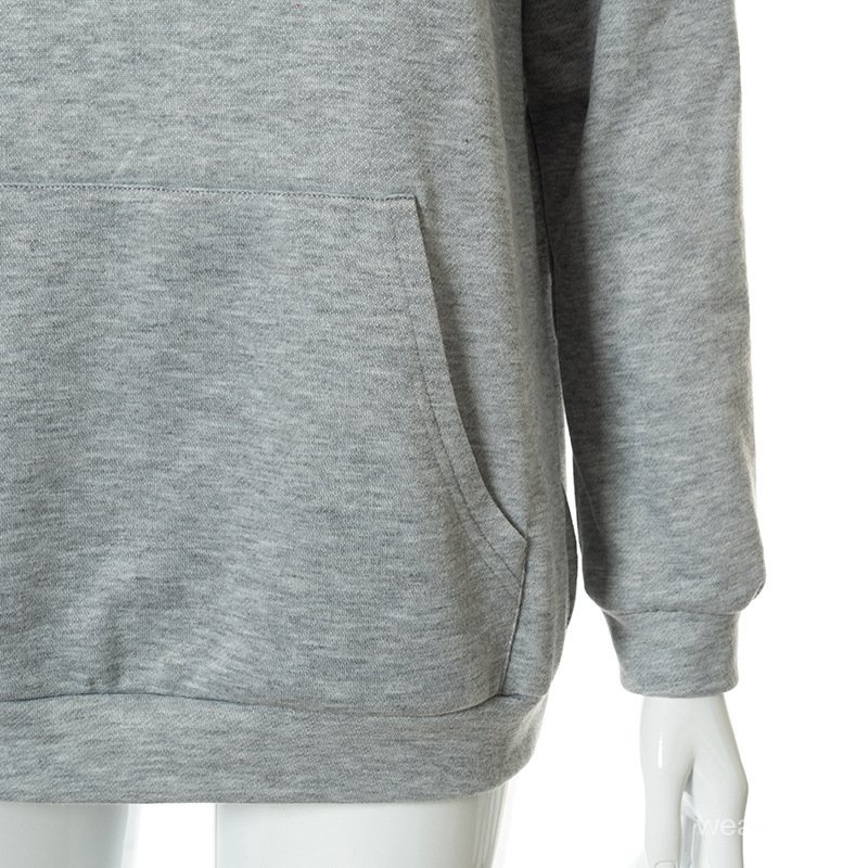 Áo hoodie tay dài phối túi hoạ tiết tai thỏ thiết kế năng động cá tính cho nữ