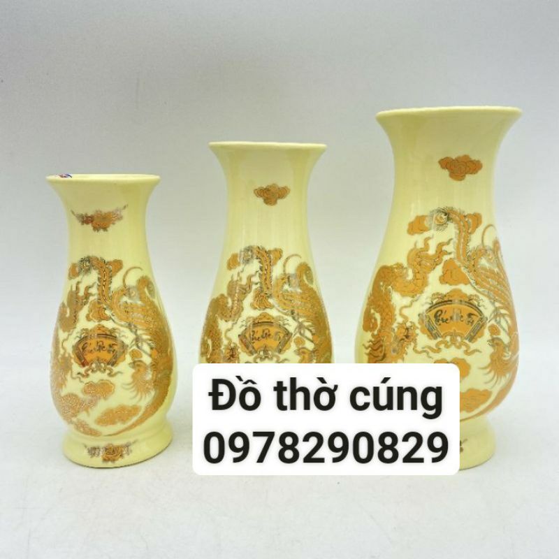 Lọ hoa men vàng bát tràng nhiều kích cỡ