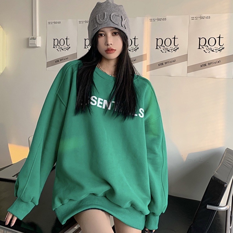 Phụ Nữ Mùa Thu Mới Ngọt Ngào Đơn Giản Áo Len Phong Cách Hàn Quốc Thời Trang Cổ Tròn Top