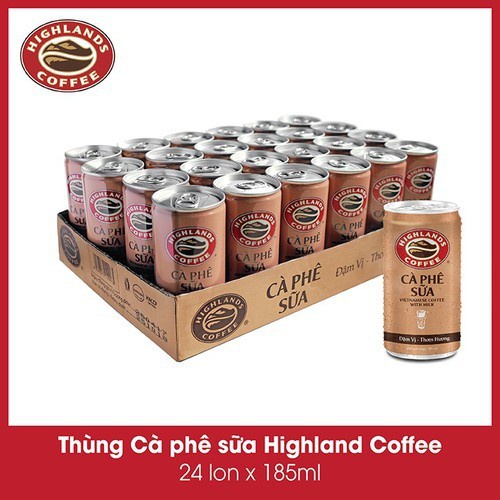 [Hỏa Tốc HCM] Thùng 24 lon cà phê sữa Highlands Coffee 185ml