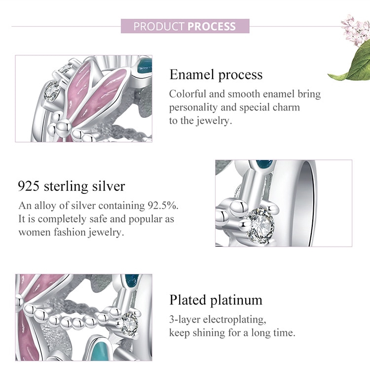 Phụ Kiện Bamoer Bằng Bạc 925 Dùng Làm Trang Sức Hình Chuồn Chuồn