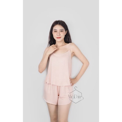 &lt;A10&gt; Set đồ nữ đồ mặc nhà đồ ngủ nữ 2 dây thun cotton co giãn siêu mát sexy dưới 75kg