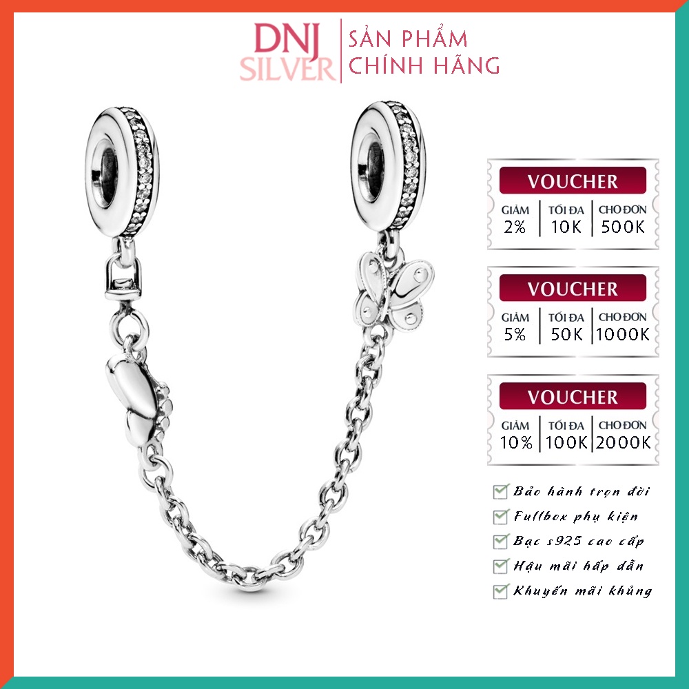 Charm bạc 925 cao cấp, hàng chuẩn bạc - Charm Butterfly Safety Chain thích hợp để mix vòng tay charm - DN251