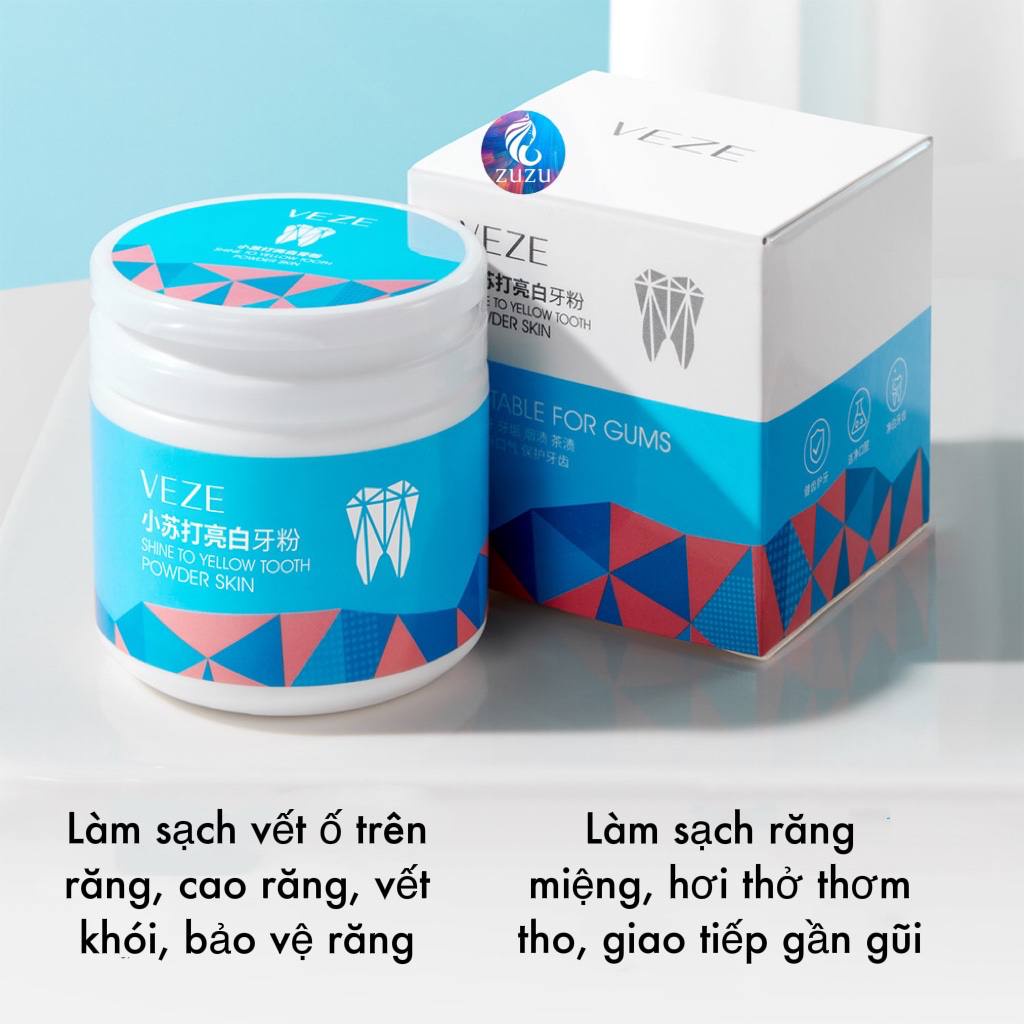 Bột đánh trắng răng Veze làm sạch mảng bám cải thiện tone răng mang lại hàm răng trắng sáng hơi thở thơm mát Winkbeauty