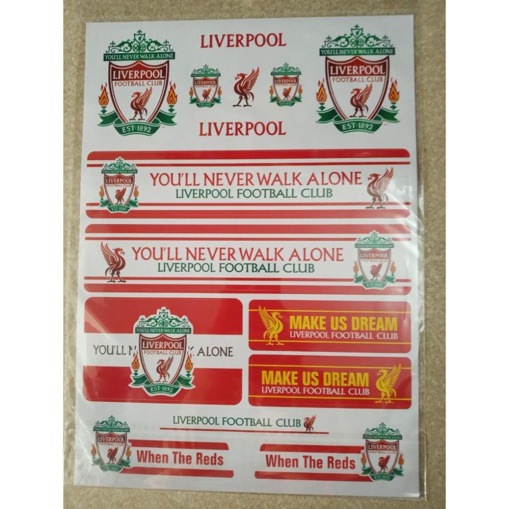 Bộ sticker Decal dán xe, laptop, điện thoại, mũ bảo hiểm...clb bóng đá arsenal chelsea MU Liverpool