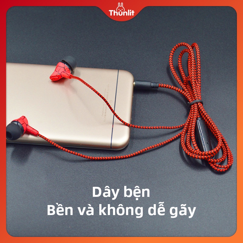 Tai nghe nhét tai THUNLIT dây bện tích hợp micro có chức năng gọi điện thoại tiện lợi