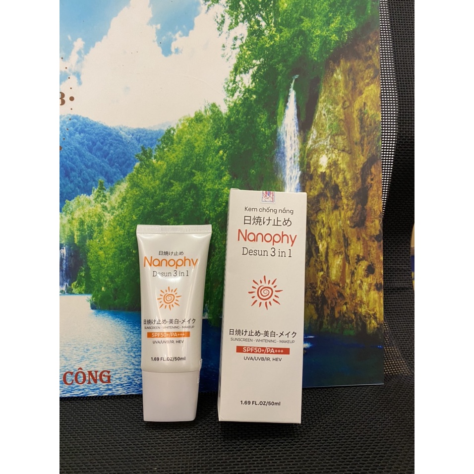 Kem chống nắng, dưỡng da, trang điểm Nanophy Desun 3 in 1