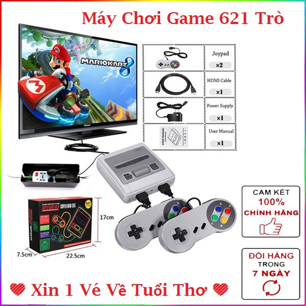 ✅ Máy Chơi Game 4 Nút HDMI NES 621 Trò  - Máy Chơi Điện Tử 4 Nút SUPER MINI SFC kết nối với TV, chơi được 2 người