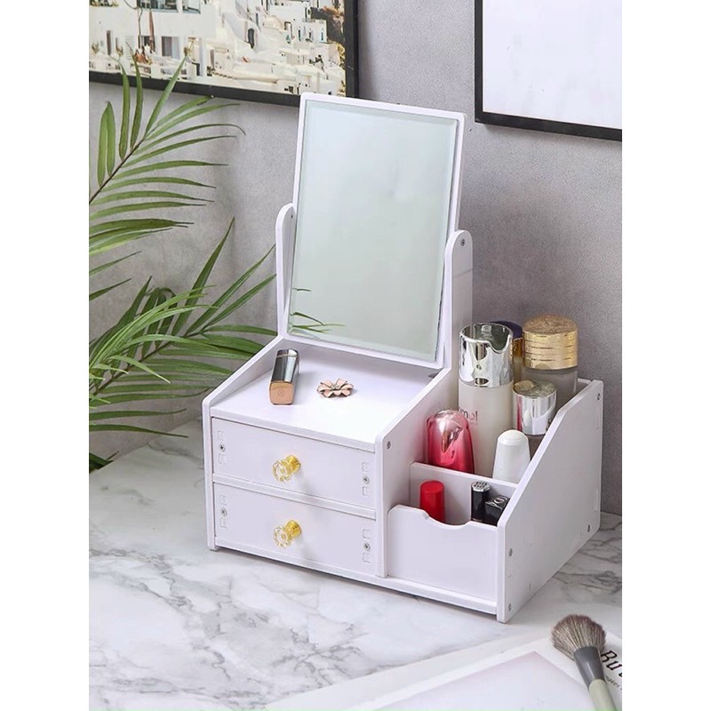 [ SIÊU PHẨM ] Kệ Mỹ Phẩm Mini, Kệ Để Đồ Trang Điểm Có Kèm Gương, 2 Tầng Siêu Tiện Lợi