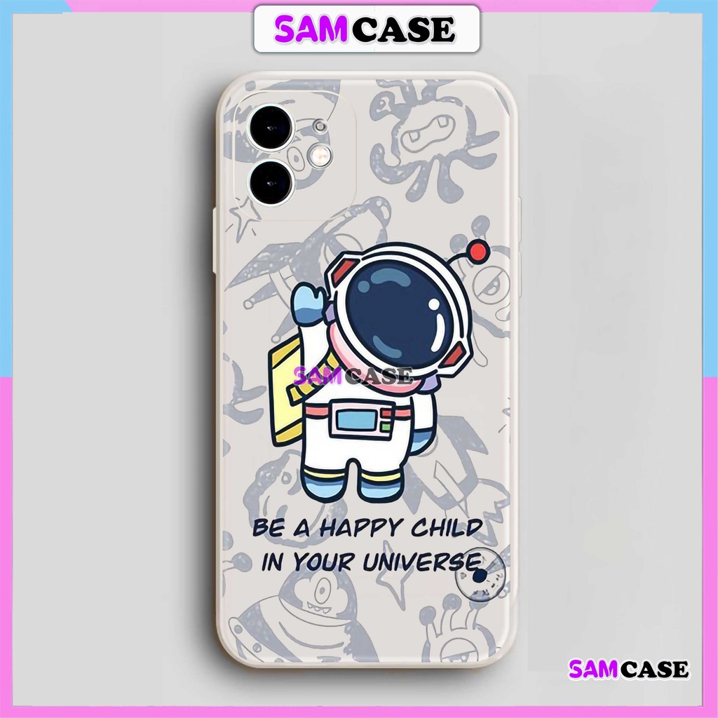 Ốp lưng iPhone Phi hành gia Cute cạnh viền vuông silicon mềm dẻo cho iphone 6/6s/7/8/X/XS/XR/11/12/13/14 Pro Plus Max