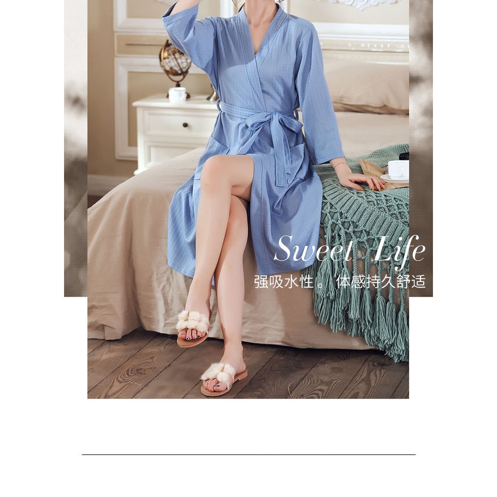 Áo choàng tắm thắt dây cột eo sang trọng cotton siêu mịn | BigBuy360 - bigbuy360.vn