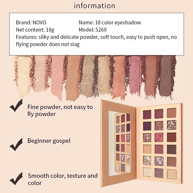 Bảng phấn mắt 18 màu mắt thương hiệu NOVO | BigBuy360 - bigbuy360.vn