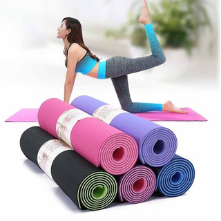 Thảm Tập Yoga, Tập Gym Cao Su Tpe 2 Lớp Dày 6mm Cao Cấp Siêu Bền