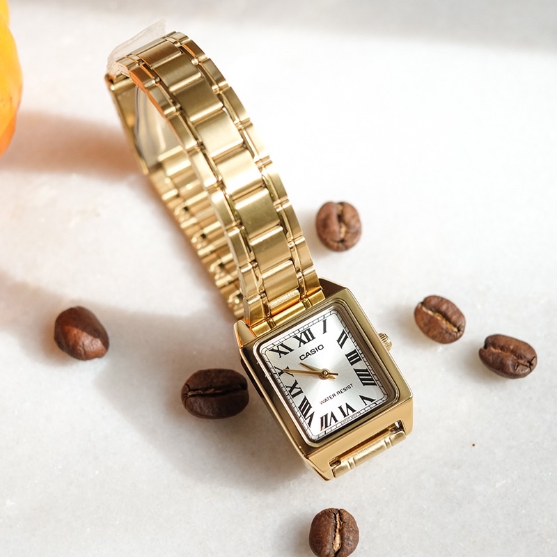 Đồng hồ Nữ Casio LTP-V007, đồng hồ chính hãng, màu vàng, dây thép không gỉ, mặt vuông nhỏ nhắn phong cách cổ điển