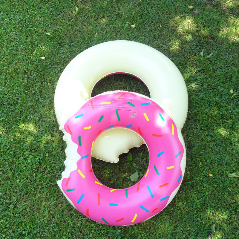 Phao bơi tròn cho bé chống lật từ 3 - 7 tuổi kiểu Donut, đồ chơi ngoài trời trẻ em bằng nhựa, màu hồng, nâu