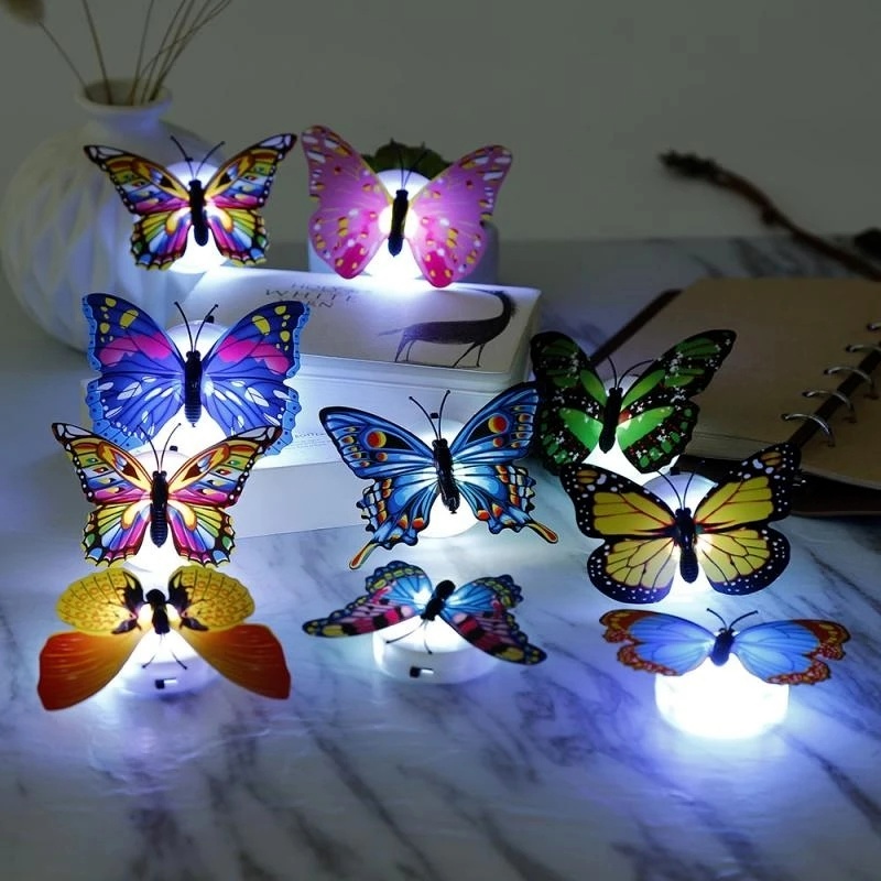 Đèn Ngủ Hình Bướm 3D Nhiều Màu Chạy Bằng Pin Dùng Trang Trí Phòng Ngủ