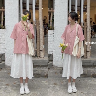 Áo sơ mi đũi cổ vest cộc tay basic 4 màu