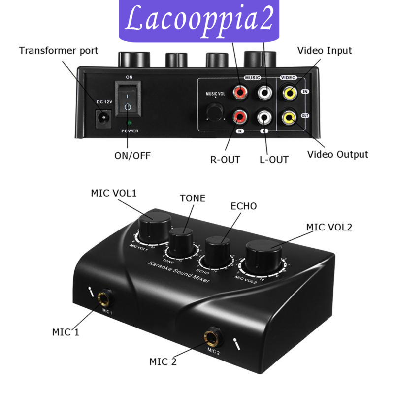 [LACOOPPIA2]Mini Audio Sound Mixer for Amplifier Home Theater Karaoke Home Entertainment