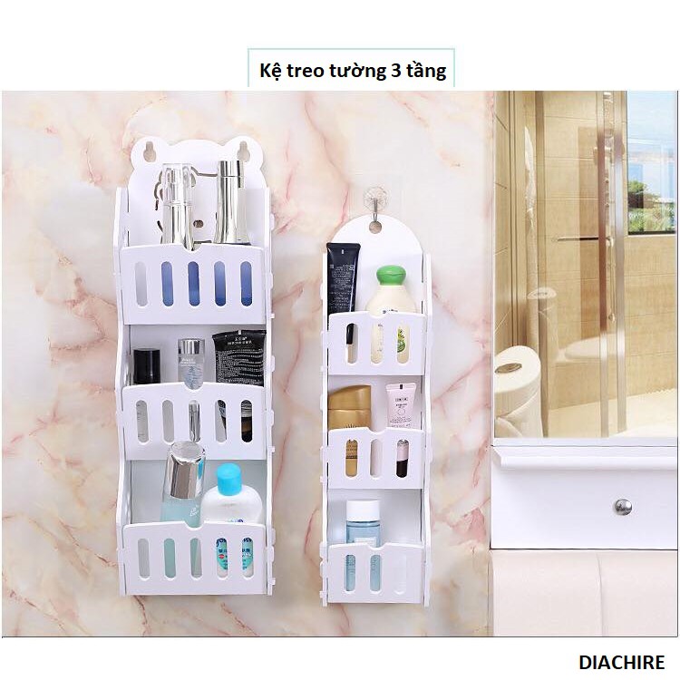 Kệ Nhà Tắm Treo Tường 3 Tầng - Kệ Để Đồ Dùng Học Tập, Cá Nhân Không Cần Khoan Tường