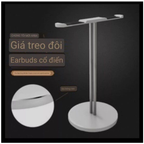 Giá treo tai nghe đôi nguyên khối nhôm cao cấp - Móc đỡ tai nghe để bàn đa năng - kệ để tai nghe có đế bằng kim loại
