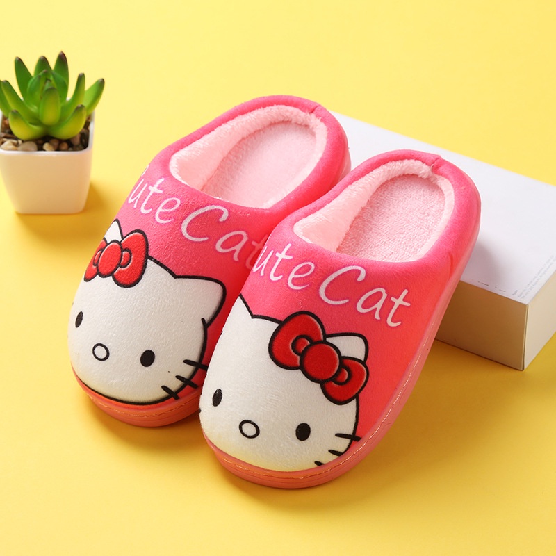Dép bông trong nhà cho bé FUHA, dép lông mùa đông hình Doremon - Hello Kitty -Thỏ dễ thương