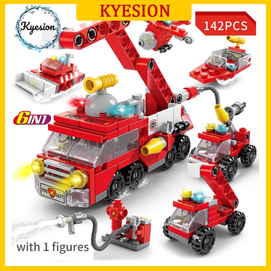 ĐỒ CHƠI THÔNG MINH LEGO XE CỨU HỎA KEYSION LÀM BẰNG NHỰA ABS PP AN TOÀN CHO TRẺ, GIÚP BÉ PHÁT TRIỂN TRÍ TUỆ