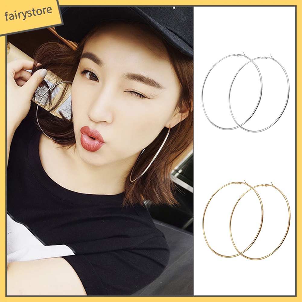 Hoa tai thiết kế vòng tròn lớn thời trang nữ dự tiệc