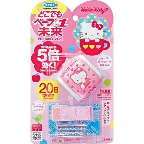 MÁY ĐUỔI MUỖI VÀ CÔN TRÙNG MINI CHO BÉ CỦA NHẬT HELLO KITTY KÈM VÒNG ĐEO TAY