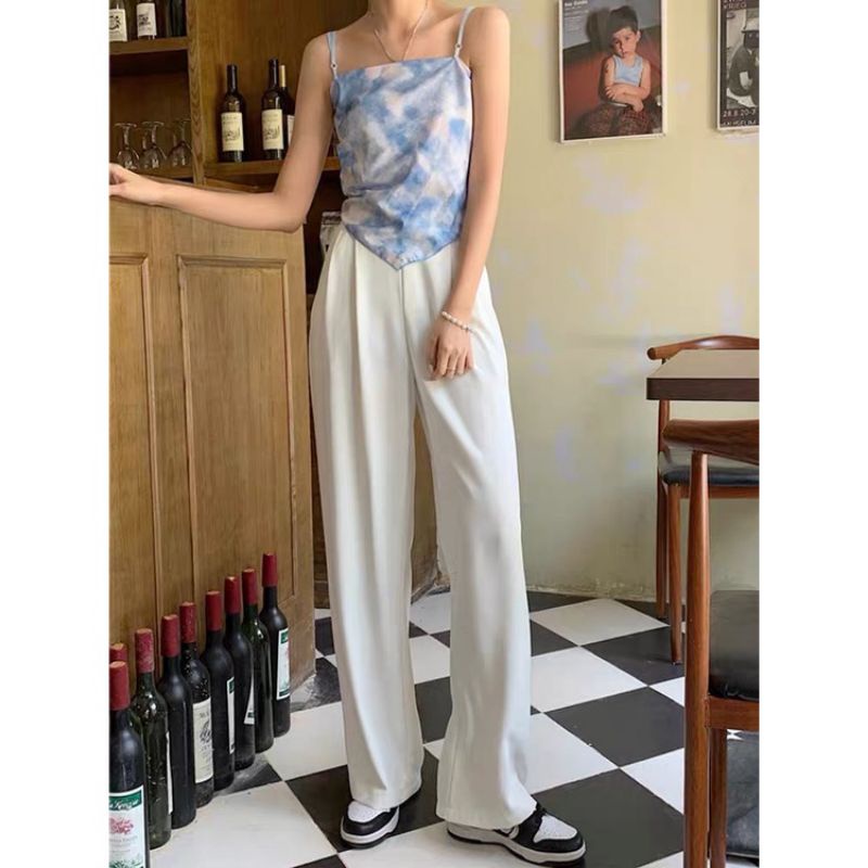 Quần ống rộng tuyết mưa đan chéo nữ, chất tuyết mưa 2 da mềm mịn, có size M và L, clothes ullzang hack dáng