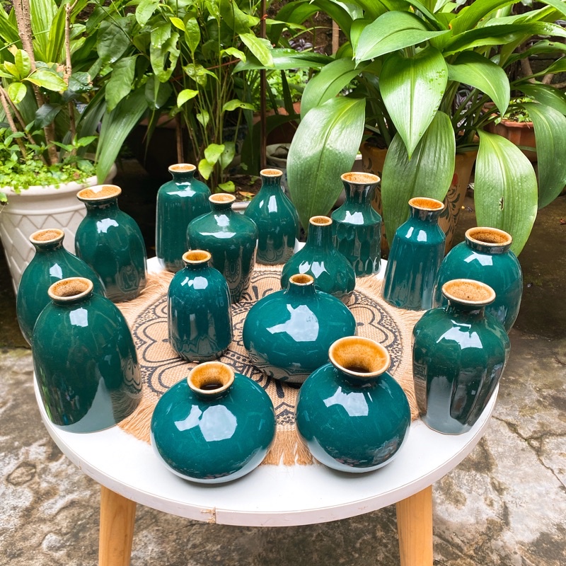 Set Lọ Hoa Mini Gốm Sứ Bát Tràng Màu Sắc 8-14cm - Lọ Hoa Decor