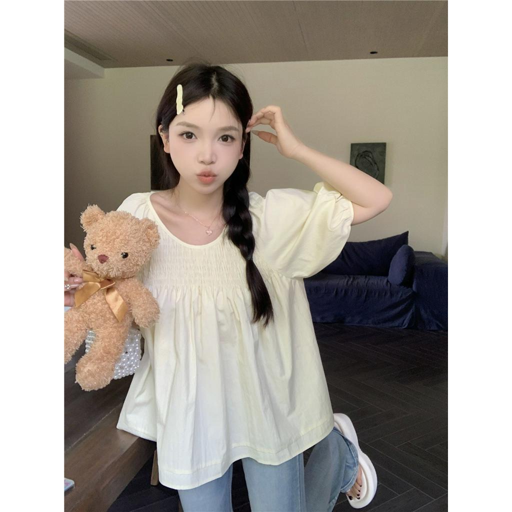 Áo Sơ Mi Cổ Tròn Dáng Rộng Màu Sắc Retro 64232