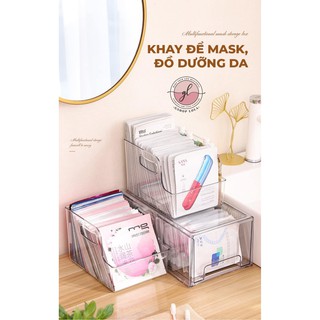Khay dựng mask, đồ dưỡng da trong suốt có tay cầm, tiện dụng, đa năng