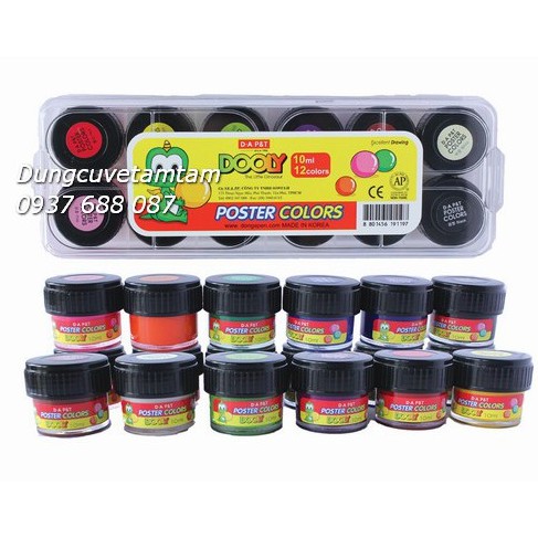 [ TÂM TÂM ]-Màu nước Poster color Dooly 12x10ml-