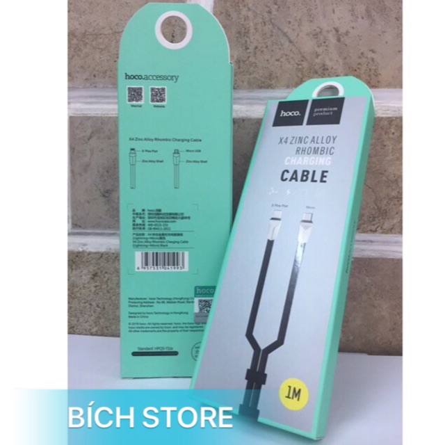 Cáp Sạc 2 Đầu Hoco X4 - Hàng Chính Hãng