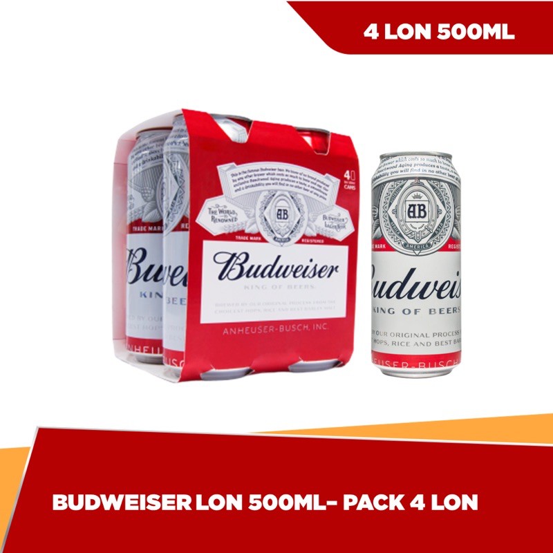 Bia Budweiser lốc 4 lon 500ml