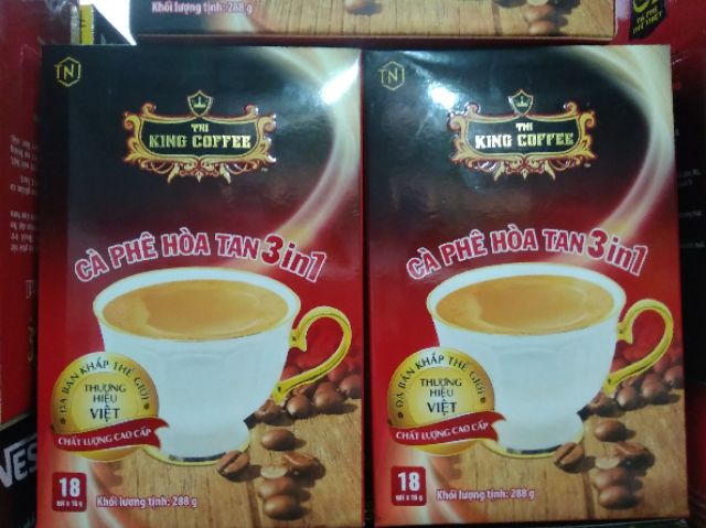 KING COFFEE CÀ PHÊ HOÀ TAN 3 IN 1 288G( 18 goi x16g)