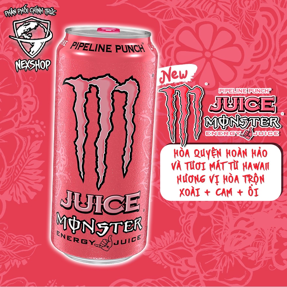 Nước Tăng Lực Monster Energy Pipeline Punch Hồng - 473ml Mỹ