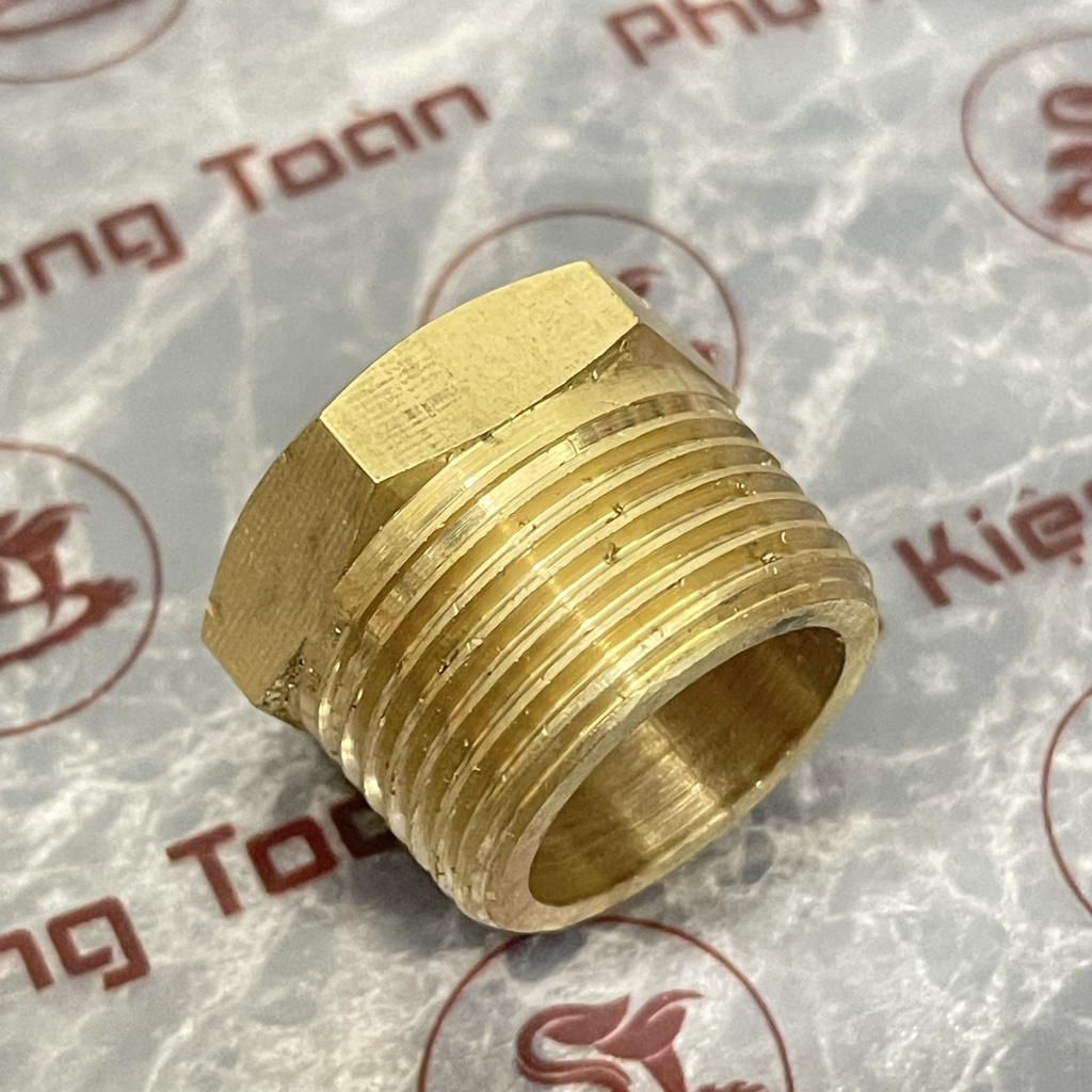 [BỊT REN NGOÀI] Nút đầu bịt ren ngoài ngặn chặn dòng chảy khí nén ren BSP - Bằng đồng (Brass pipe fitting plug cap male)