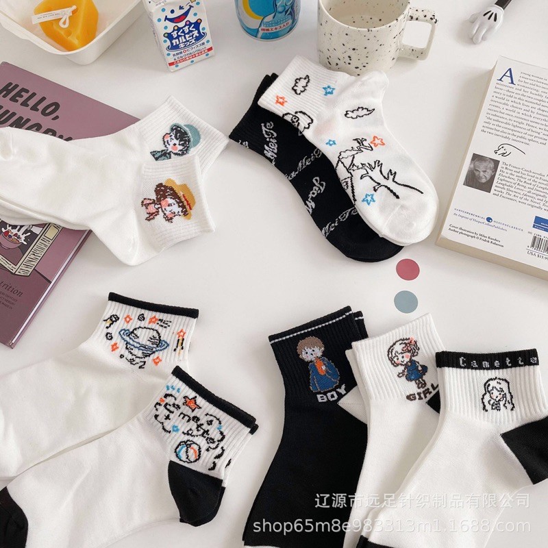 tất (vớ) icon hình trắng đen cổ ngắn