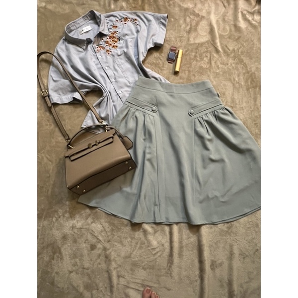 Sơ mi kẻ thêu hoa adore  dress