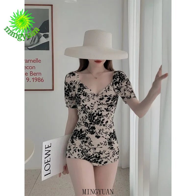 Đồ Bơi Một Mảnh Mỏng Một Mảnh Che Bụng Màu Trơn Mùa Hè Mới Cho Nữ