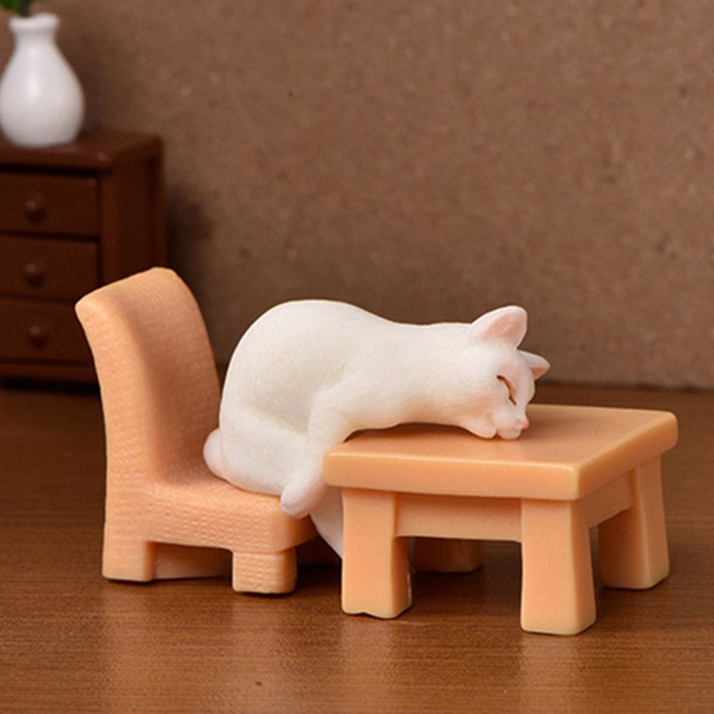 Mô hình trang trí chú mèo mini bằng nhựa resin thủ công cho nhà búp bê